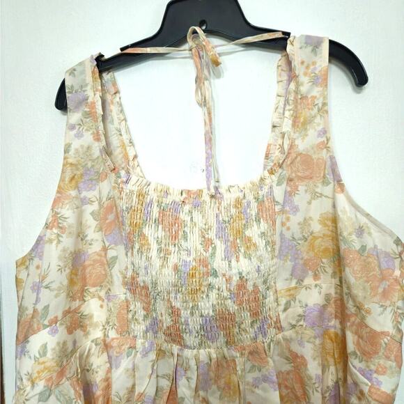 NWT Torrid Babydoll Challis Corset Top Sleeveless Smocked Tie Back Floral Sz 3x - Picture 4 of 7